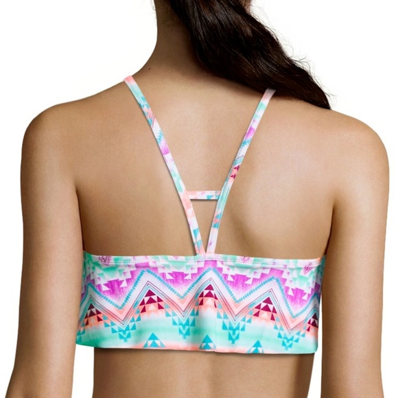 rizona Geo Linear Flounce Swimsuit Top-Juniors - Picture 2 of 2